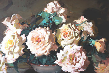 Alan Douglas Baker (1914-1987) Large Original Oil on Board 'Roses' 36.5cm x 50.5cm