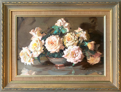 Alan Douglas Baker (1914-1987) Large Original Oil on Board 'Roses' 36.5cm x 50.5cm