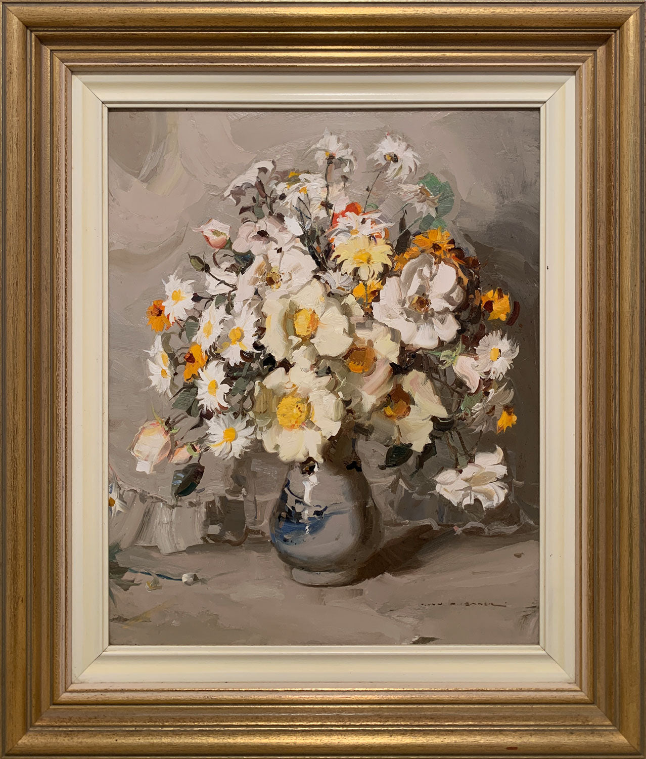 Alan Douglas Baker (1914-1987) Large Original Oil Painting on Board 'Daisies' 55cm x 44cm