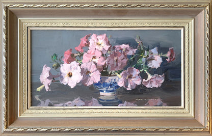 Alan Douglas Baker (1914-1987) Original Oil on Board 'Petunias' 23cm x 45.5cm