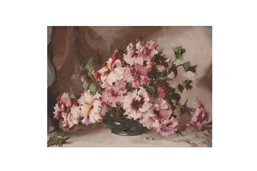 Alan Douglas Baker (1914-1987) Large Original Oil on Board 'Petunias' 59cm x 44cm