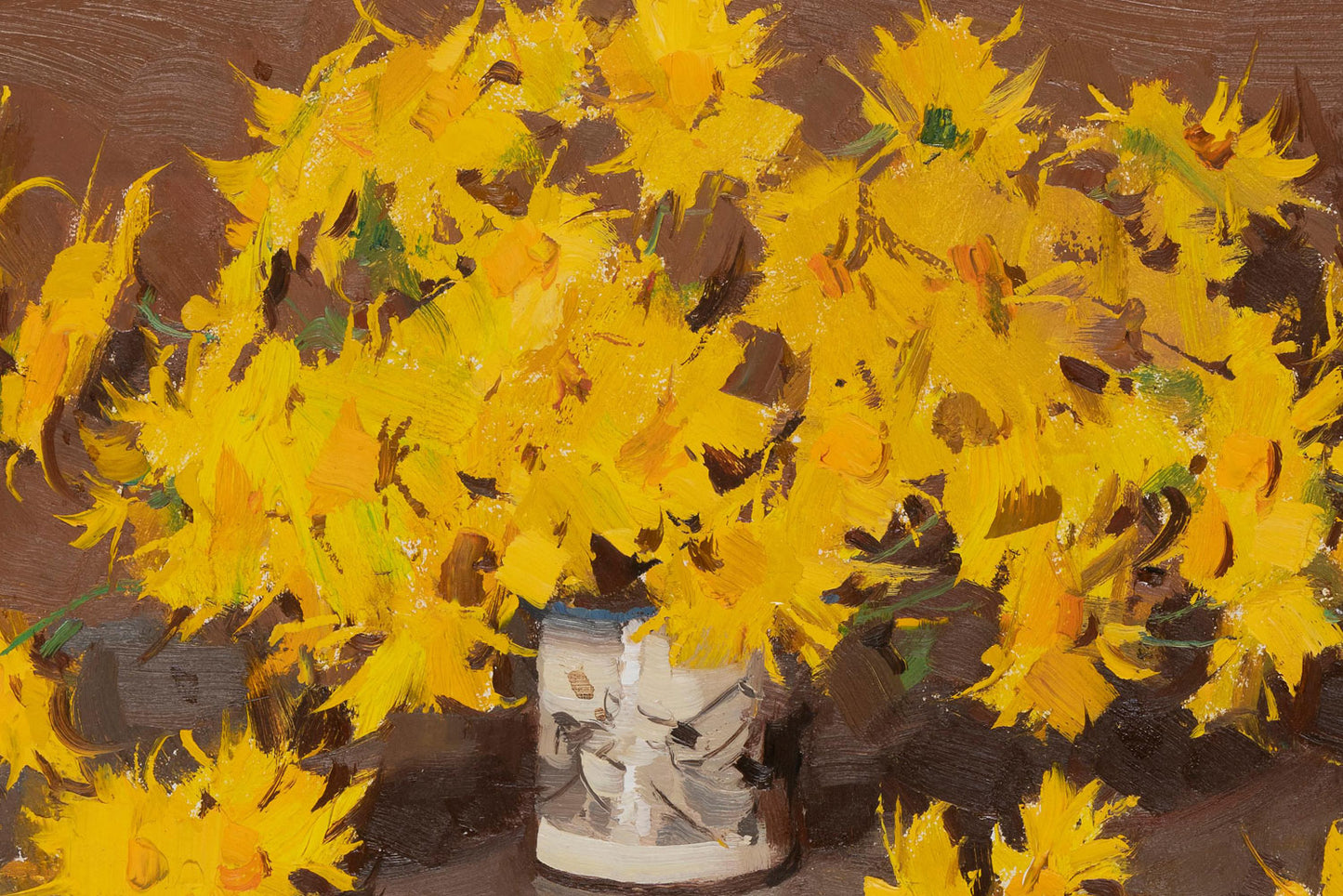 Alan Douglas Baker (1914-1987) Large Original Oil on Board 'Daisies' 19cm x 34.5cm