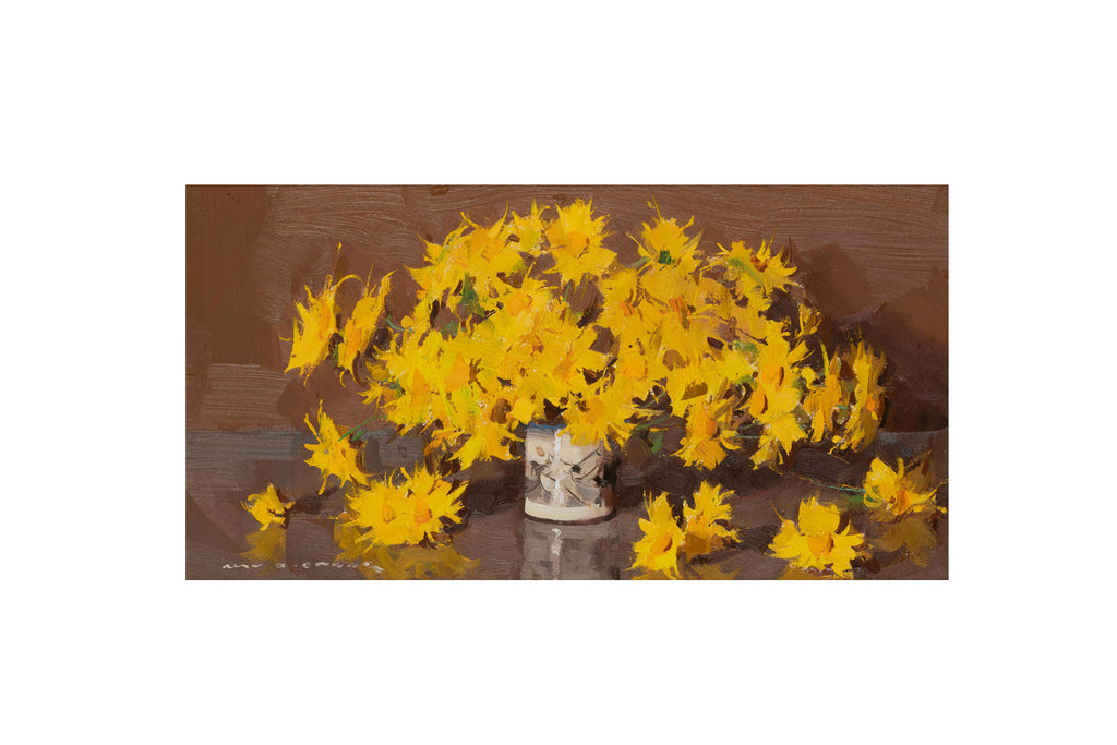 Alan Douglas Baker (1914-1987) Large Original Oil on Board 'Daisies' 19cm x 34.5cm