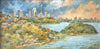 Ann Gomes Original Oil Painting on Board "Sydney Harbour" 39.5cm x 19.5cm