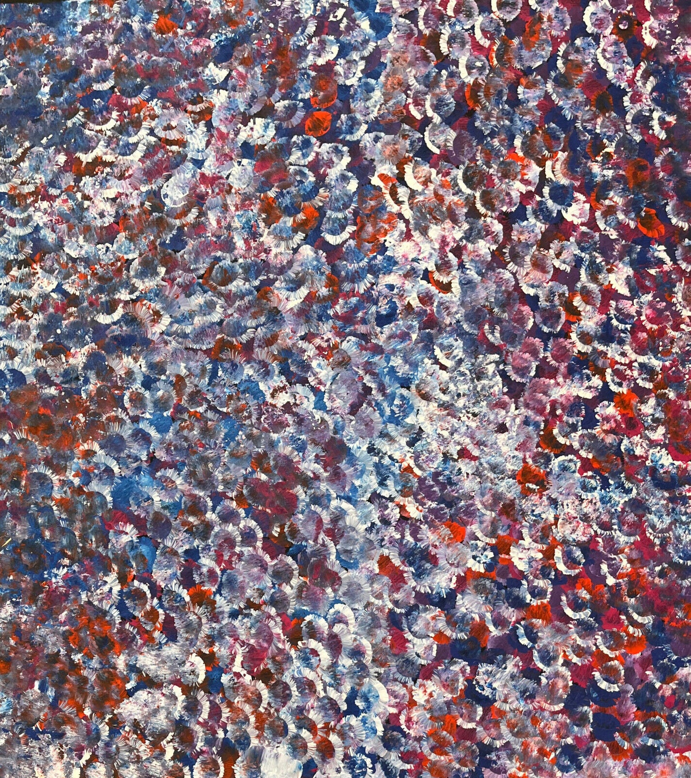 Bessie Pitjara (Circa 1960) Large Original Aboriginal Painting on Canvas 'Bush Plums' 106cm x 94cm