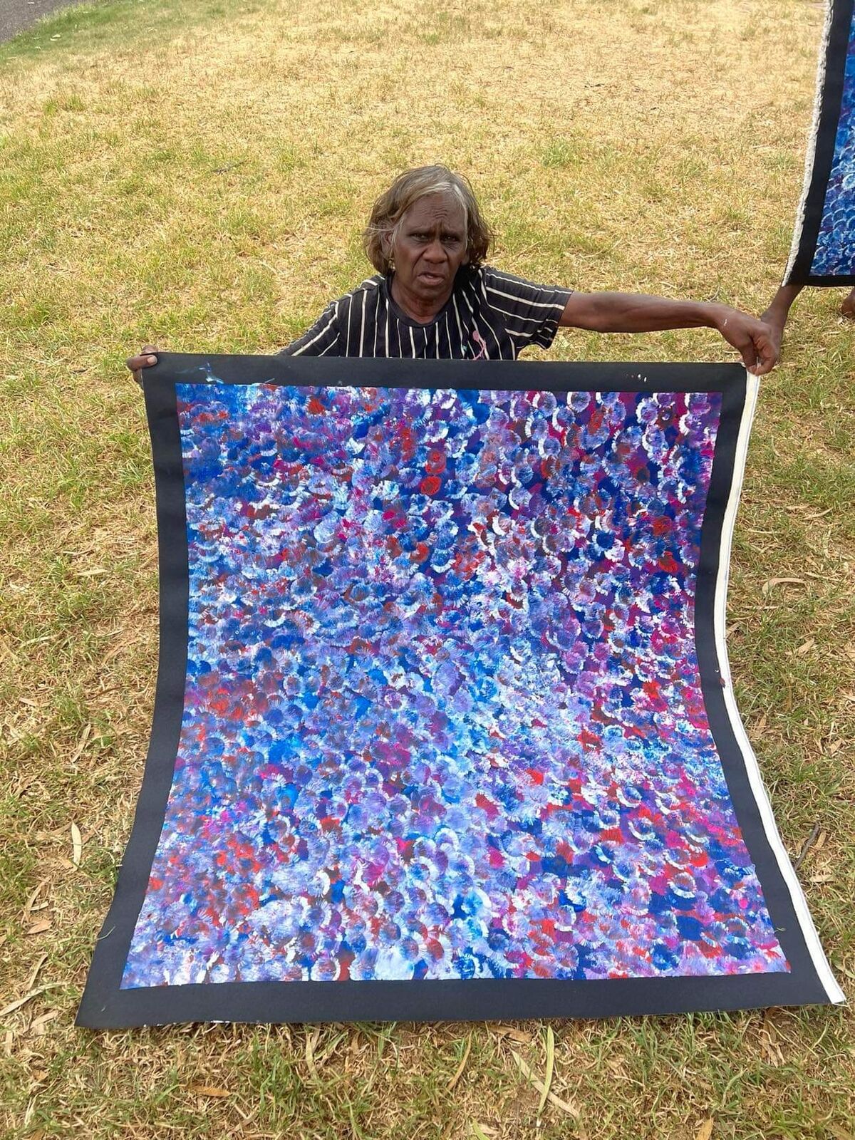 Bessie Pitjara (Circa 1960) Large Original Aboriginal Painting on Canvas 'Bush Plums' 106cm x 94cm