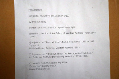 Brett Whiteley (1939–1992) Limited Edition Signed Screenprint Swinging Monkey 2