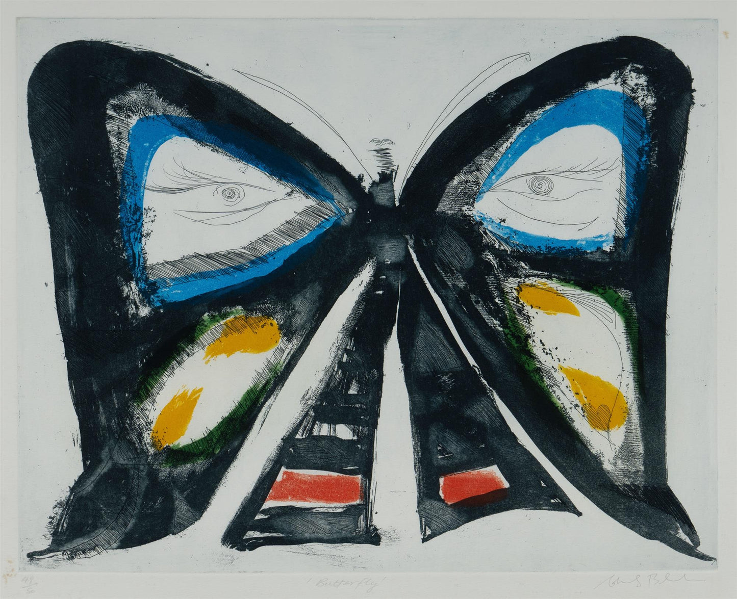 Charles Blackman (1928-2018) Original Limited Edition Etching 'Butterfly' 40cm x 50cm