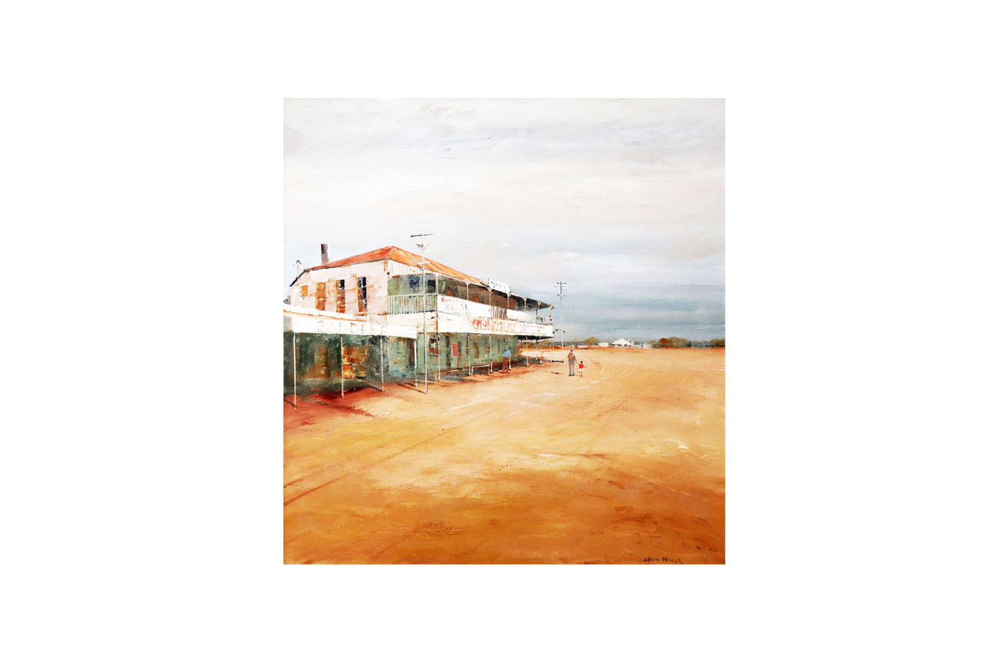 Colin Parker (b.1941) Large Original Oil Painting on Board 'Out Cunnamulla Way' 59.5cm x 56.5cm