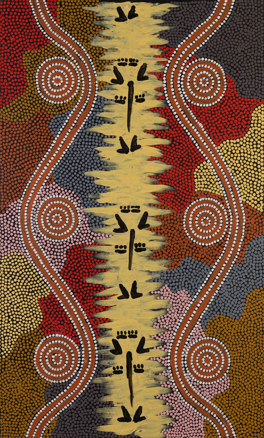 Clifford Possum Tjapaltjarri (1932-2002) Large Original Aboriginal Painting 126cm x 76.5cm