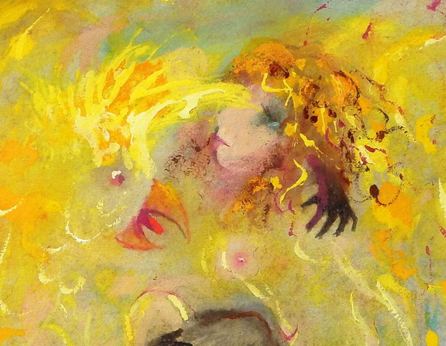 David Boyd (1924-2011) Large Original Mixed Media Painting 'Europa and Cockatoo Wrestling' 39cm x 50cm