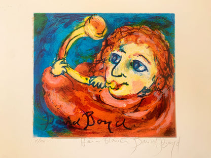 David Boyd (1924-2011) Signed Limited Edition Colour Screenprint 'Horn Blower' 19.5cm x 22.5cm