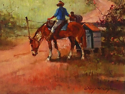 D'Arcy Doyle (1932-2001) Large Original Oil Painting on Board 'Country Postman' 45cm x 30cm