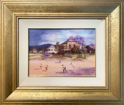 D'Arcy Doyle (1932-2001) Original Oil Painting on Board 'The Cricket Match' 25cm x 35cm