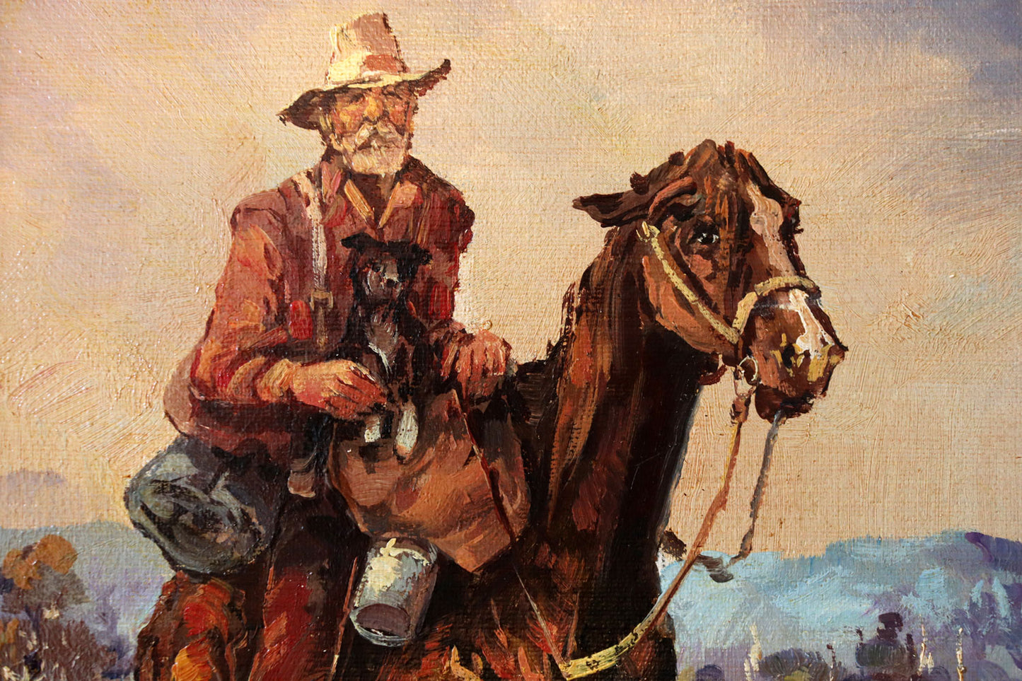 D'Arcy Doyle (1932-2001) Original Oil Painting on Board 'Lone Drover' 29.5cm x 24.5cm