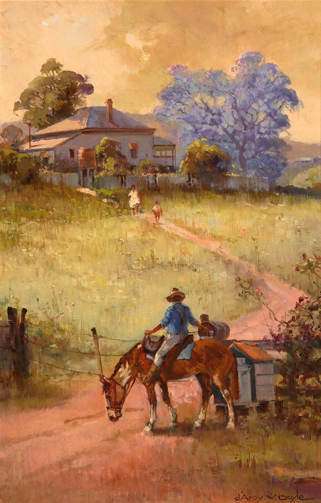 D'Arcy Doyle (1932-2001) Large Original Oil Painting on Board 'Country Postman' 45cm x 30cm