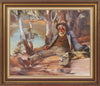 D'Arcy Doyle (1932-2001) Large Original Oil Painting on Board 'Resting Swagman and His Dog' 46cm x 56cm