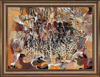 Donald Friend (1915-1989) XLarge Original Painting 'Magical Deer' 56cm x 76.5cm