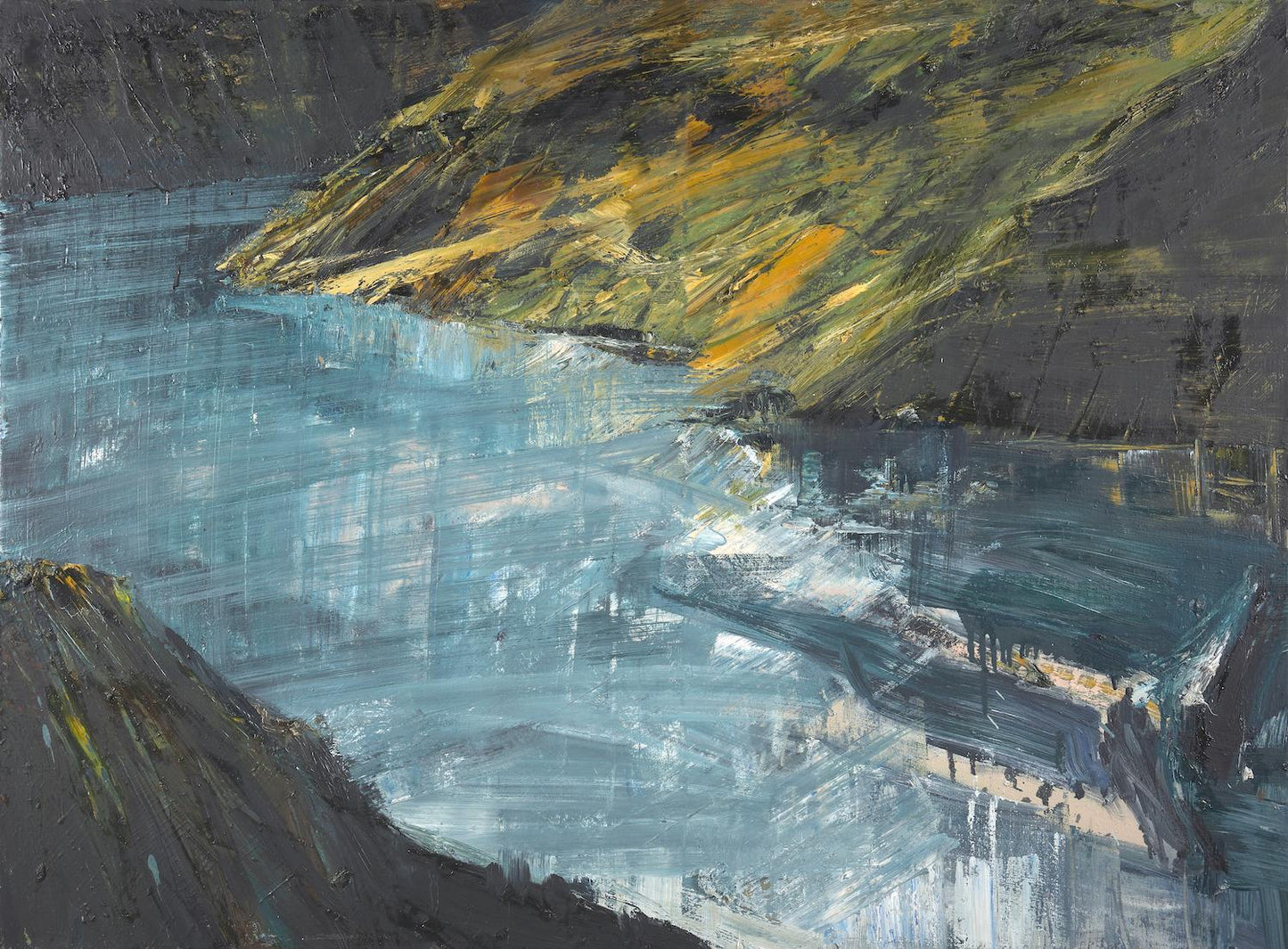 Euan Macleod (b.1956) Large Original Oil Painting on Canvas "Lying Harbour Figure 1" 89cm x 120.5cm