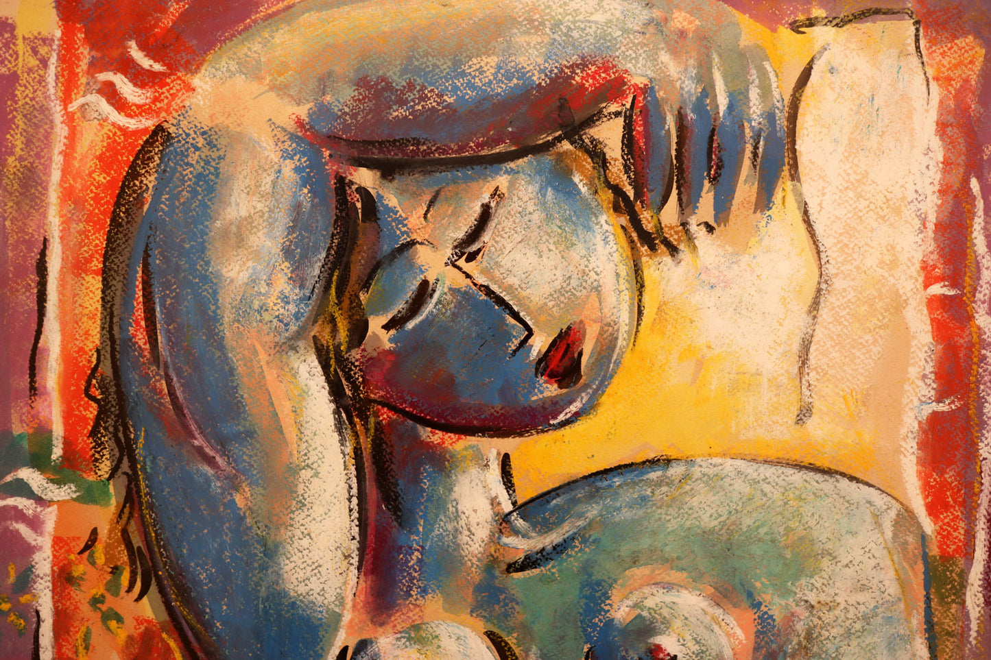 Graham Borough (b.1943) Large Original Pastel on Paper 'Seated Nude' 62.5cm x 49.5 cm