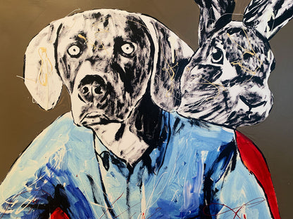 Gillie and Marc - Large Original Enamel Painting on Canvas - 120cm x 89.5cm