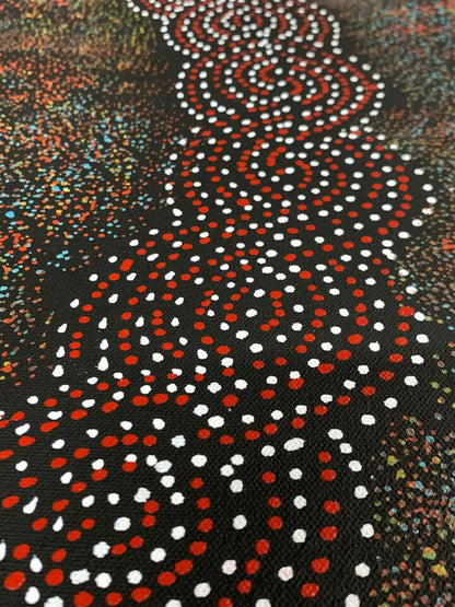 Gracie Morton Pwerle (1956-2024) Australian Aboriginal Art 'Bush Plum White Seed' 91cm x 65cm