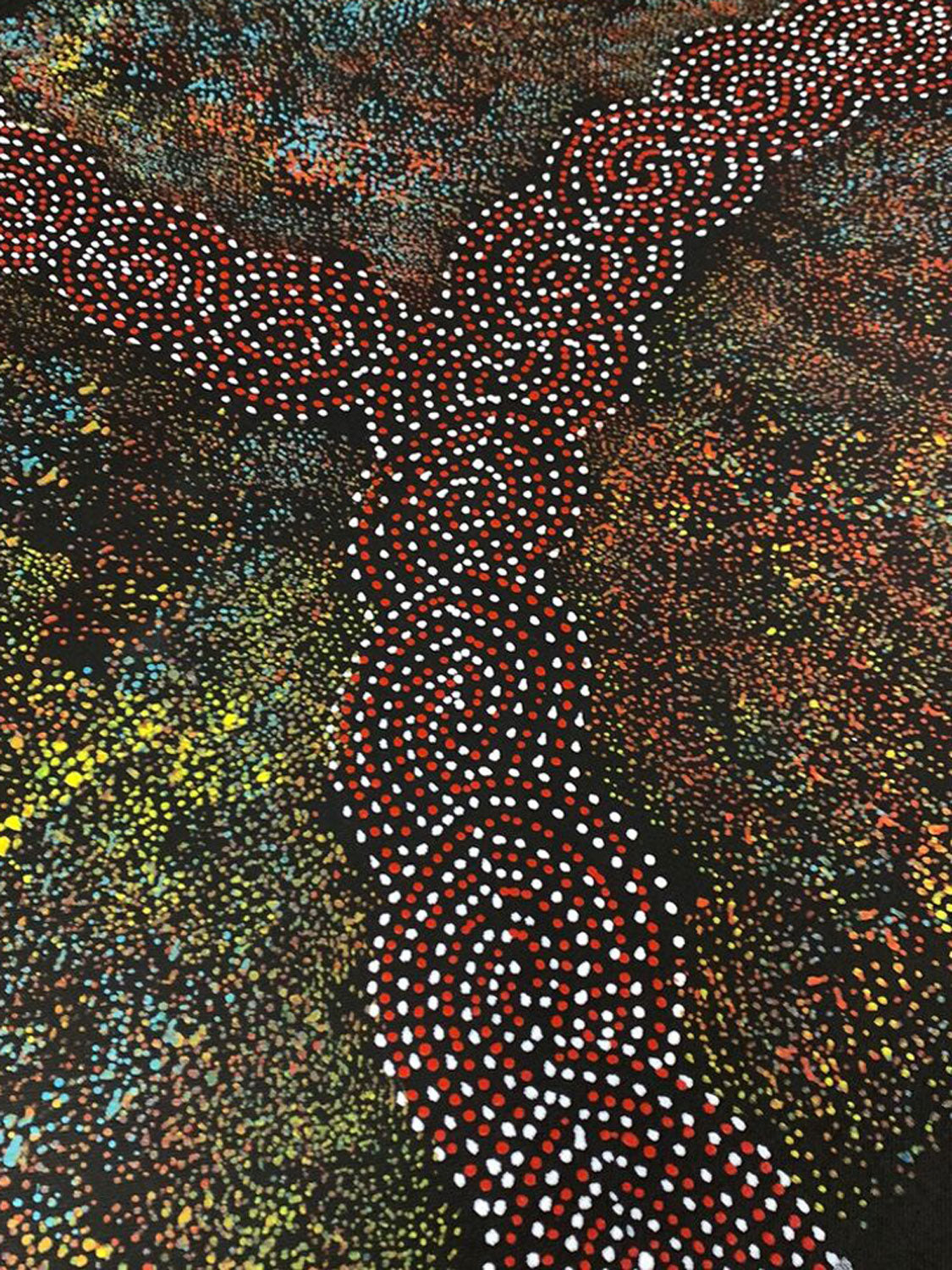 Gracie Morton Pwerle (1956-2024) Australian Aboriginal Art 'Bush Plum White Seed' 91cm x 65cm