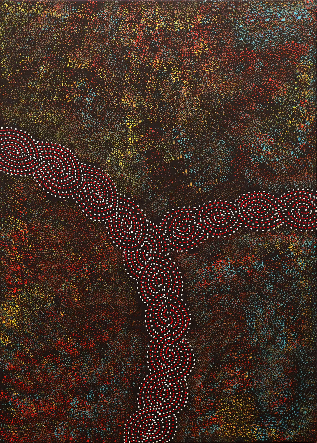 Gracie Morton Pwerle (1956-2024) Australian Aboriginal Art 'Bush Plum White Seed' 91cm x 65cm