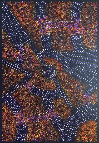 Gracie Morton Pwerle (b.1956) Australian Aboriginal Art Bush Plum Dreaming 90.5cm x 61cm