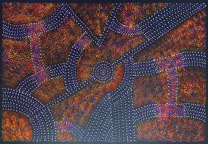 Gracie Morton Pwerle (b.1956) Australian Aboriginal Art Bush Plum Dreaming 90.5cm x 61cm