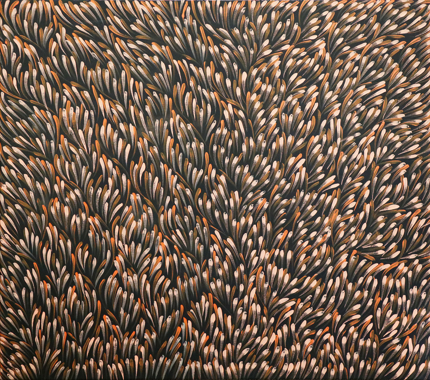 Gloria Petyarre (c 1942-2021) Large Original Aboriginal Painting - 'Bush Medicine Leaves' 97cm x 89cm Stretched