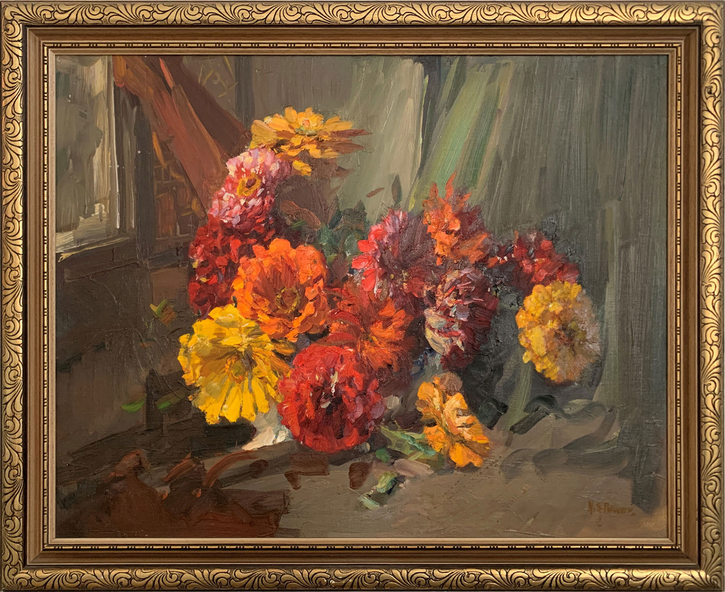 Harold Septimus Power (1878–1951) Large Original Floral Oil Painting on Board 56cm x 71cm