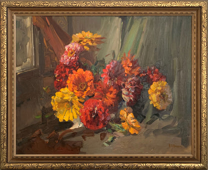 Harold Septimus Power (1878–1951) Large Original Floral Oil Painting on Board 56cm x 71cm