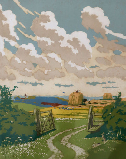 John Hall Thorpe (1874-1947) The Open Gate Colour Woodcut 1922