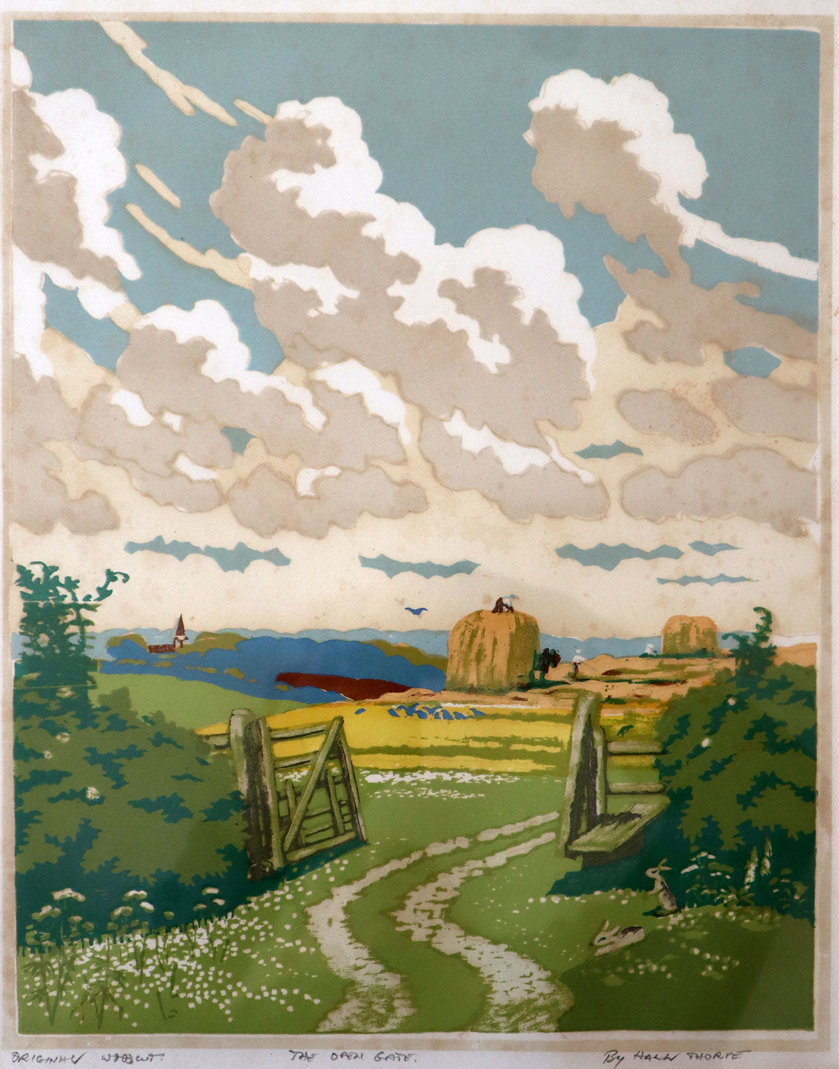 John Hall Thorpe (1874-1947) The Open Gate Colour Woodcut 1922