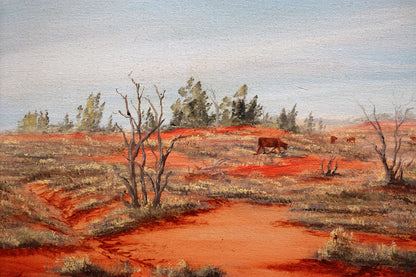 Jack Absalom (1927-2019) XLarge Original Oil Painting 'Broken Hill Landscape' 39cm x 74cm