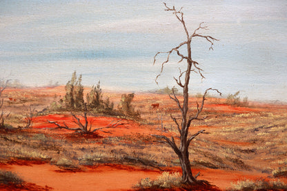 Jack Absalom (1927-2019) XLarge Original Oil Painting 'Broken Hill Landscape' 39cm x 74cm