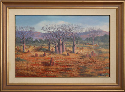 Jack Absalom (1927-2019) XLarge Original Oil Painting 'The Land of the Boabs' 44.5cm x 68cm