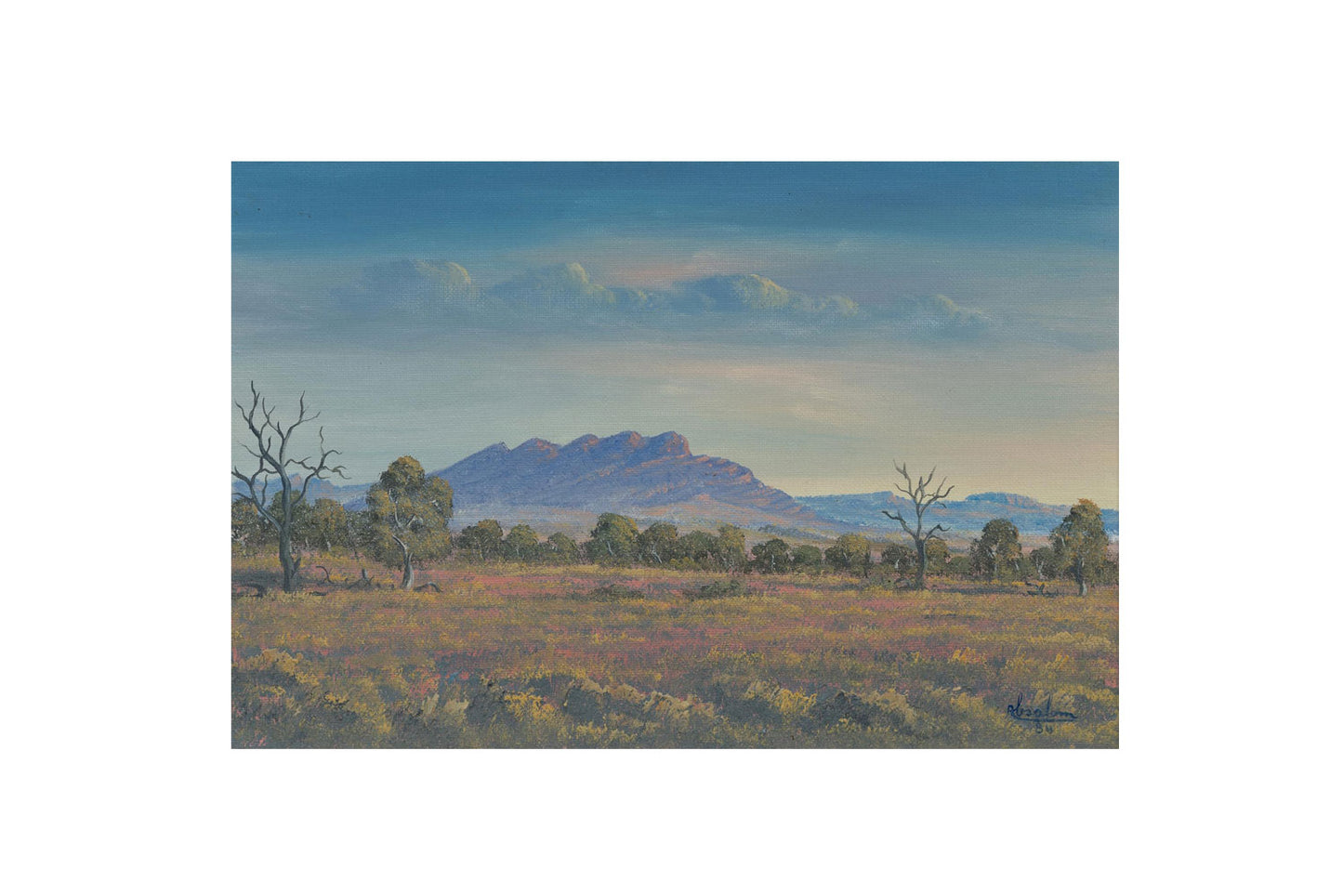 Jack Absalom (1927-2019) Original Oil Painting on Board 'Wirrealpa Range' 24cm x 37cm