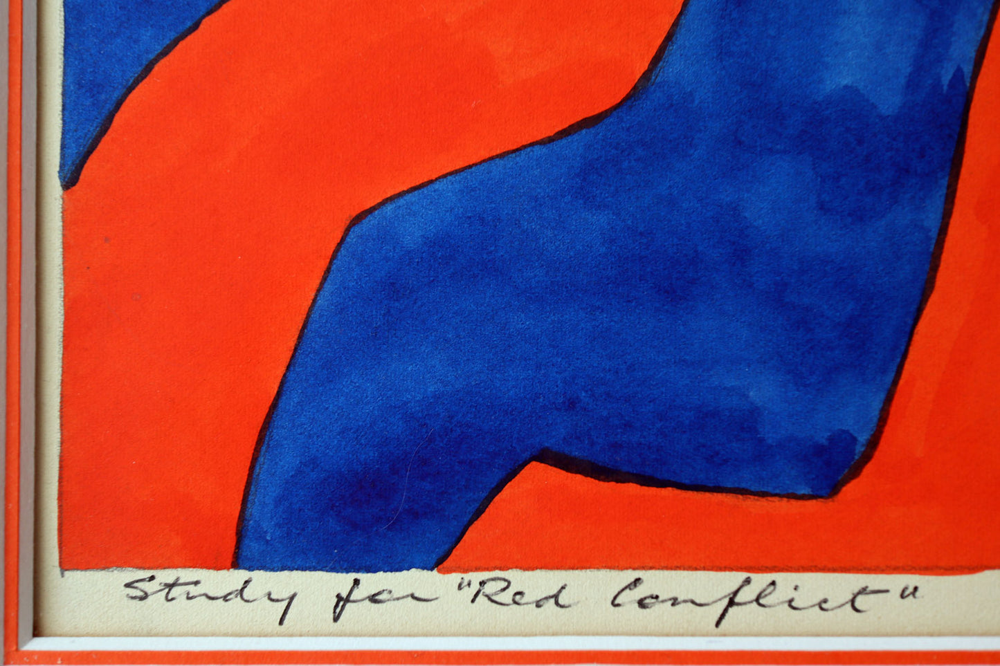 John Coburn (1925-2006) Original Acrylic Painting on Paper 'Study for Red Conflict' 36cm x 25cm