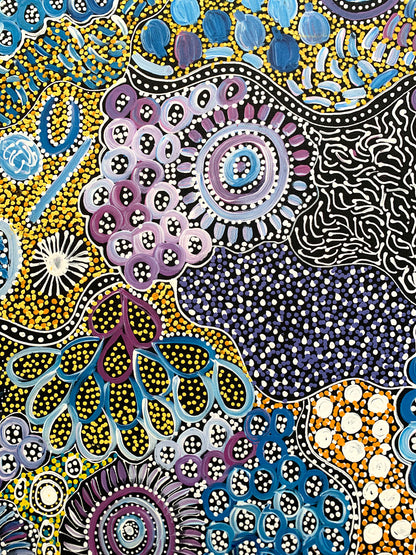 Janet Golder Kngwarreye (b.1973) XLarge Original Acrylic on Canvas 'Bush Tucker – My Country' 198cm x 104.5cm