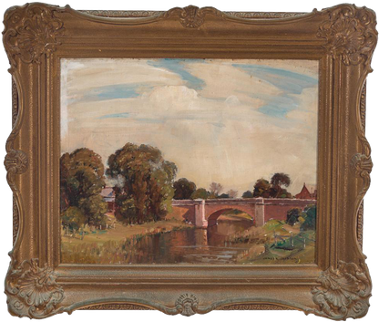 James Ranalph Jackson (1882-1975) Large Original Oil Painting on Board "The Bridge" 41cm x 52cm