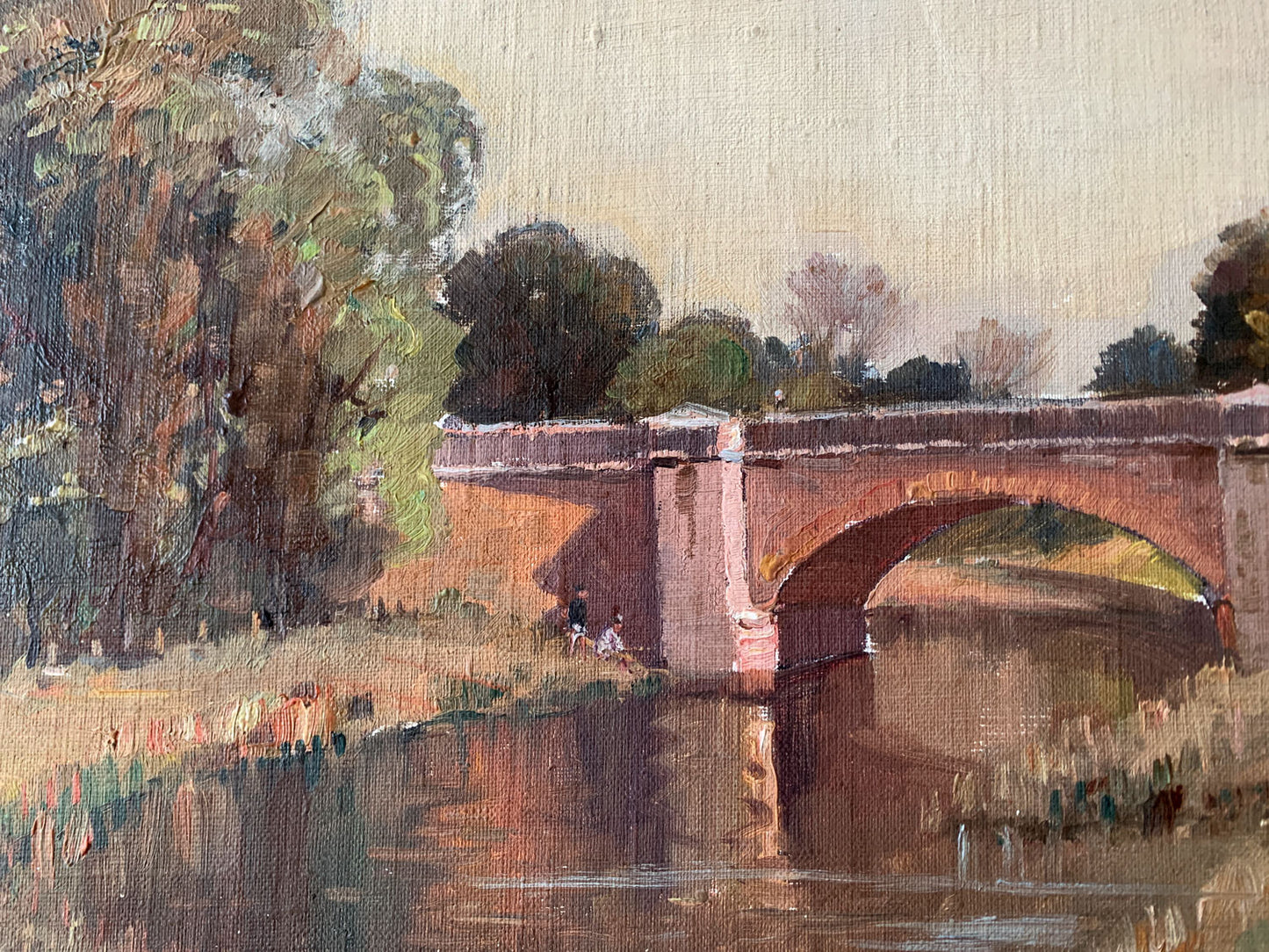 James Ranalph Jackson (1882-1975) Large Original Oil Painting on Board "The Bridge" 41cm x 52cm