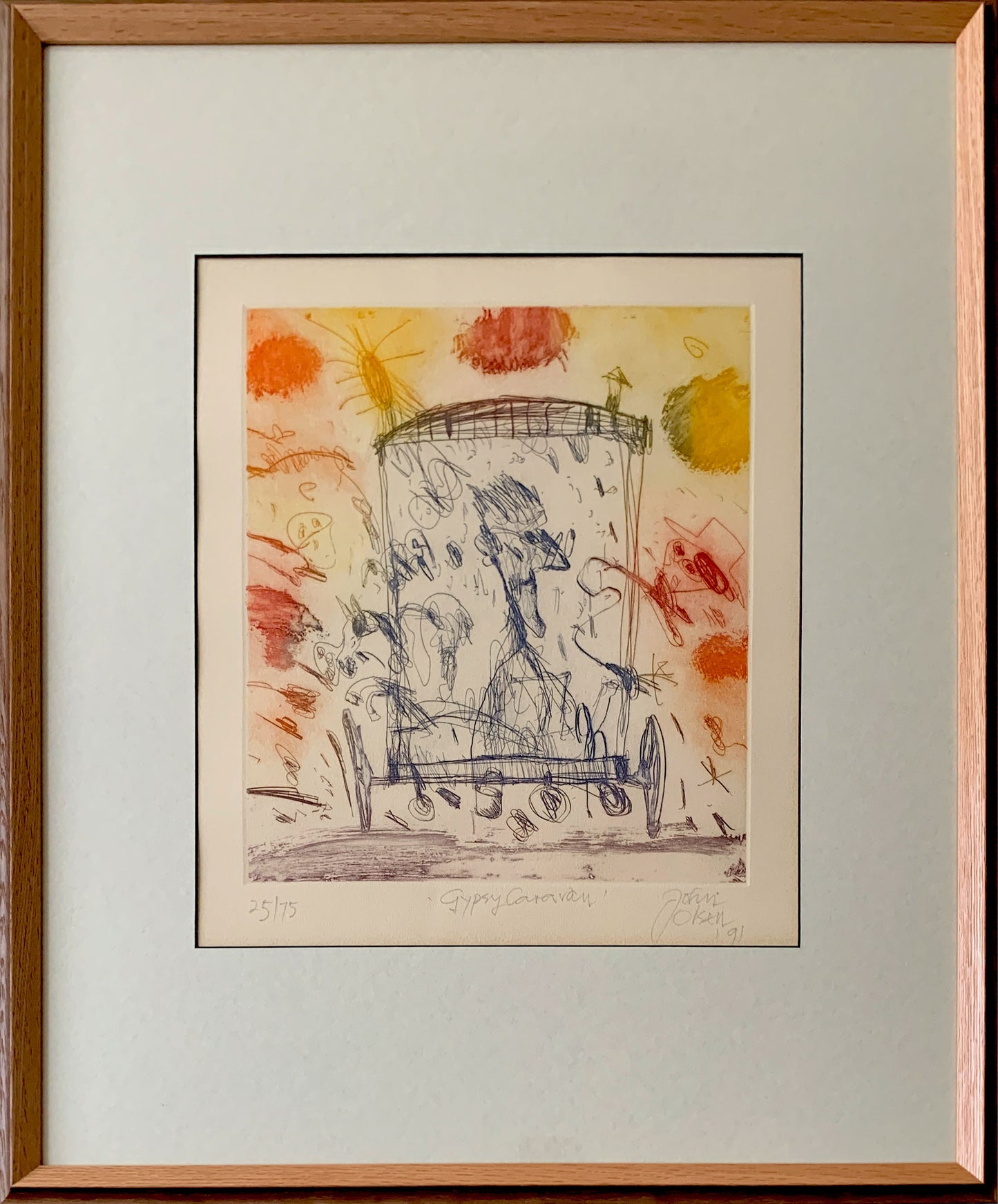 John Olsen (1928-2023) Limited Edition Signed 1991 Etching 'Gypsy Caravan' 33cm x 29cm