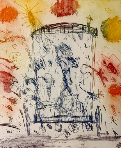 John Olsen (1928-2023) Limited Edition Signed 1991 Etching 'Gypsy Caravan' 33cm x 29cm