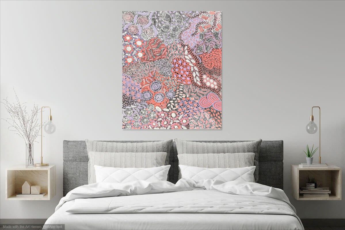 Karen Bird Ngale (b.1984) Large Original Aboriginal Painting on Canvas 'My Country' 98cm x 107cm