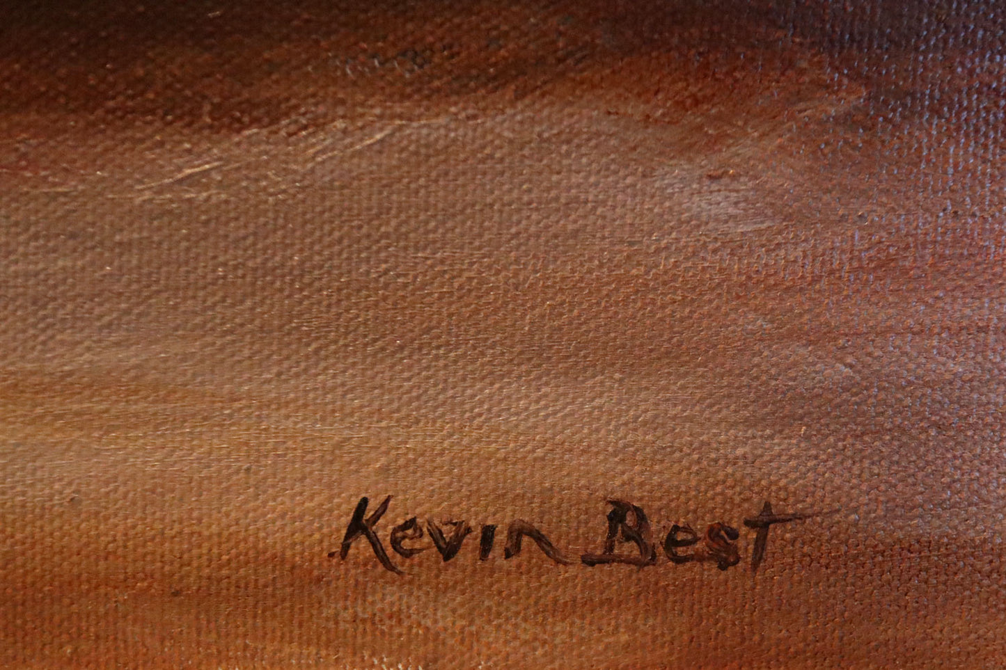 Kevin Best (1932-2012) - Large Original Oil Painting on Canvas 'A Quiet Cuppa' 40cm x 50cm