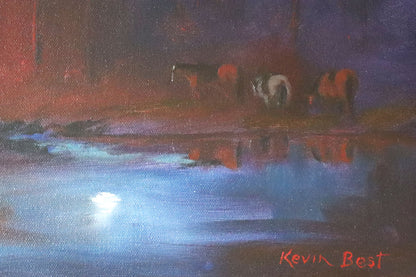 Kevin Best (1932-2012) - Large Original Oil Painting on Canvas 'Slack Reins' 39.5cm x 49.5cm