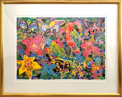 Ken Done (b.1940) Large Signed Original Limited Edition Lithograph 'Tropical Birds in the Forest'