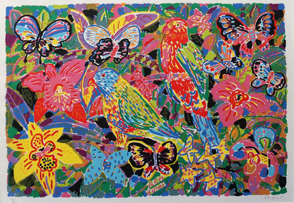 Ken Done (b.1940) Large Signed Original Limited Edition Lithograph 'Tropical Birds in the Forest'